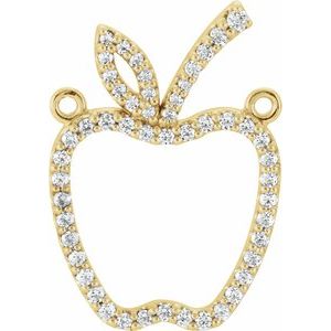 14K Yellow Gold Accented Petite Apple Necklace Center