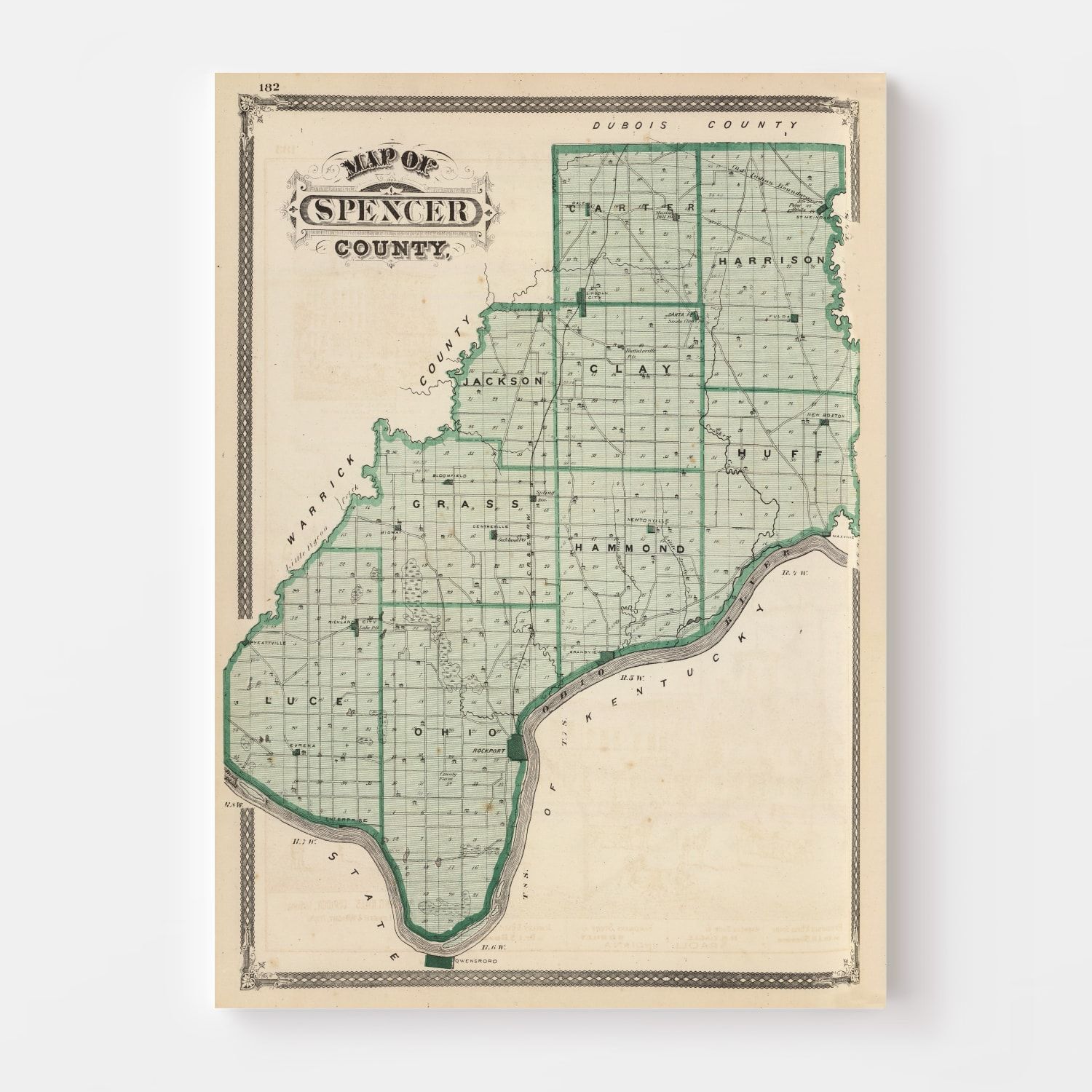 Vintage Map of Spencer County, Indiana 1876