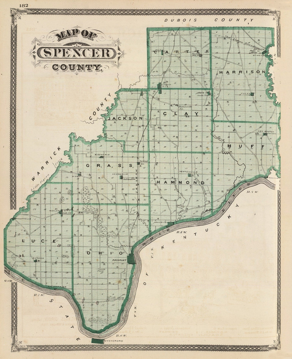 Vintage Map of Spencer County, Indiana 1876