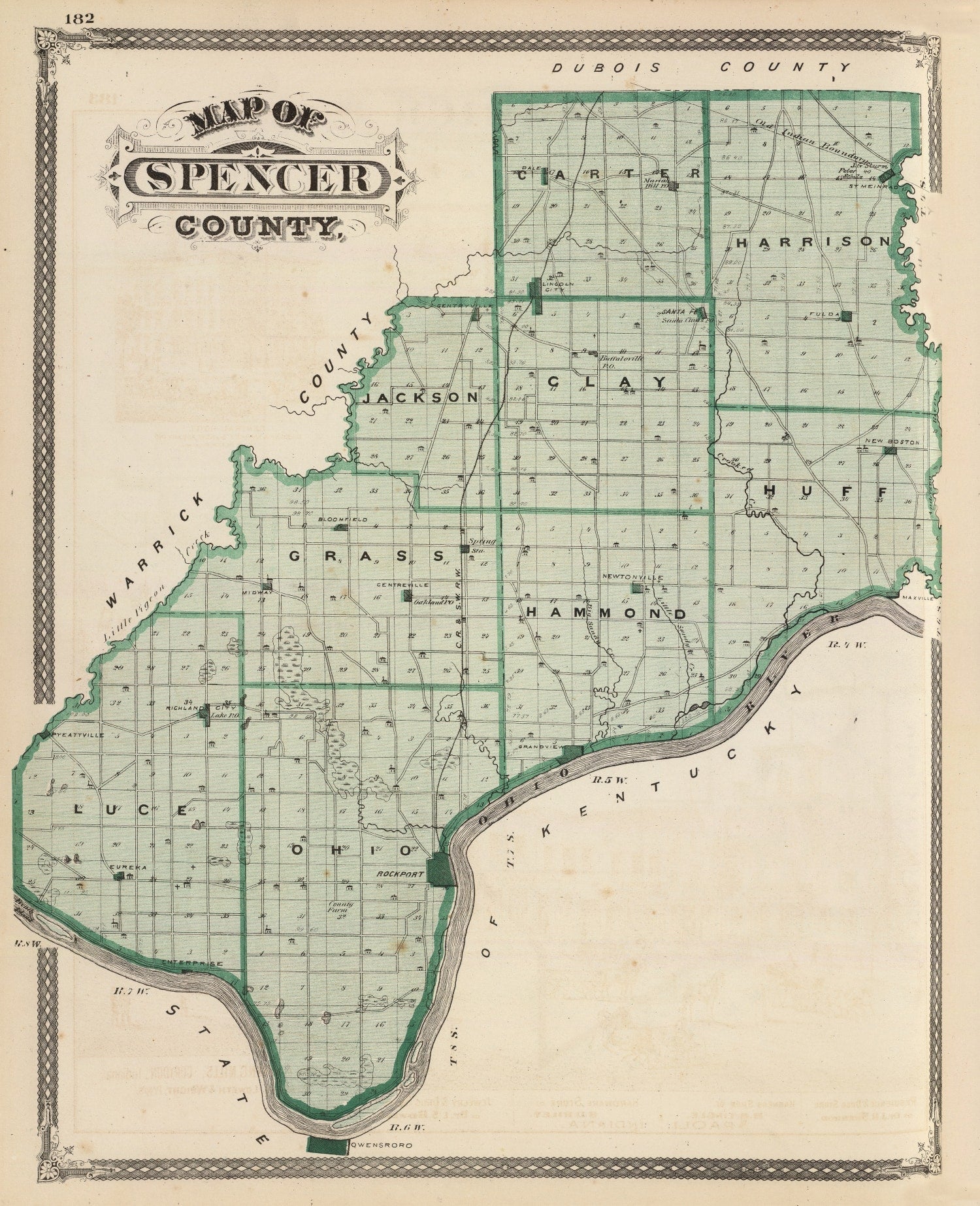 Vintage Map of Spencer County, Indiana 1876