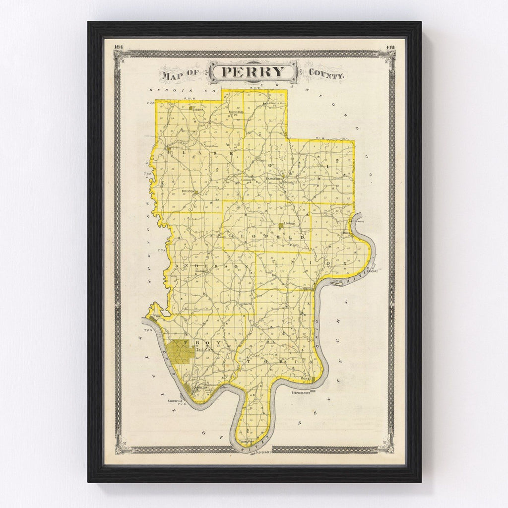 Vintage Map of Perry County, Indiana 1876