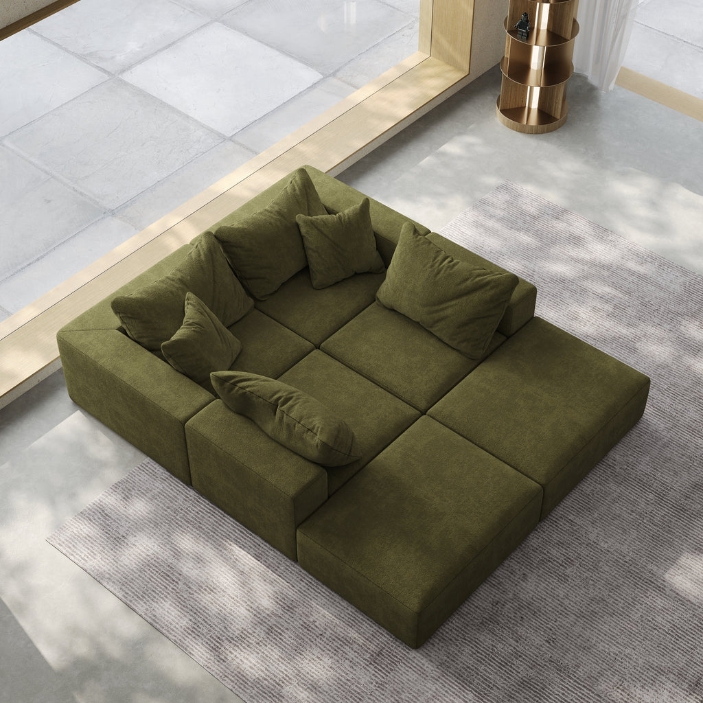 Oversized sponge cloud sofa,Modern Upholstered Sectional Sofa Couch Set,Modular 162' L Shaped Sectional Living Room Sofa Set With 6 Pillows,Free Combination Sofa Couch for Living Room,BedroomWF055