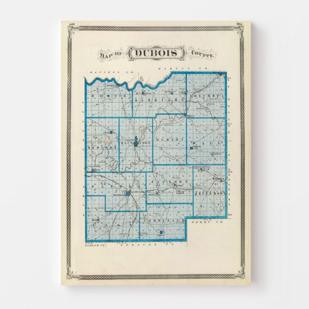 Vintage Map of Dubois County, Indiana 1876