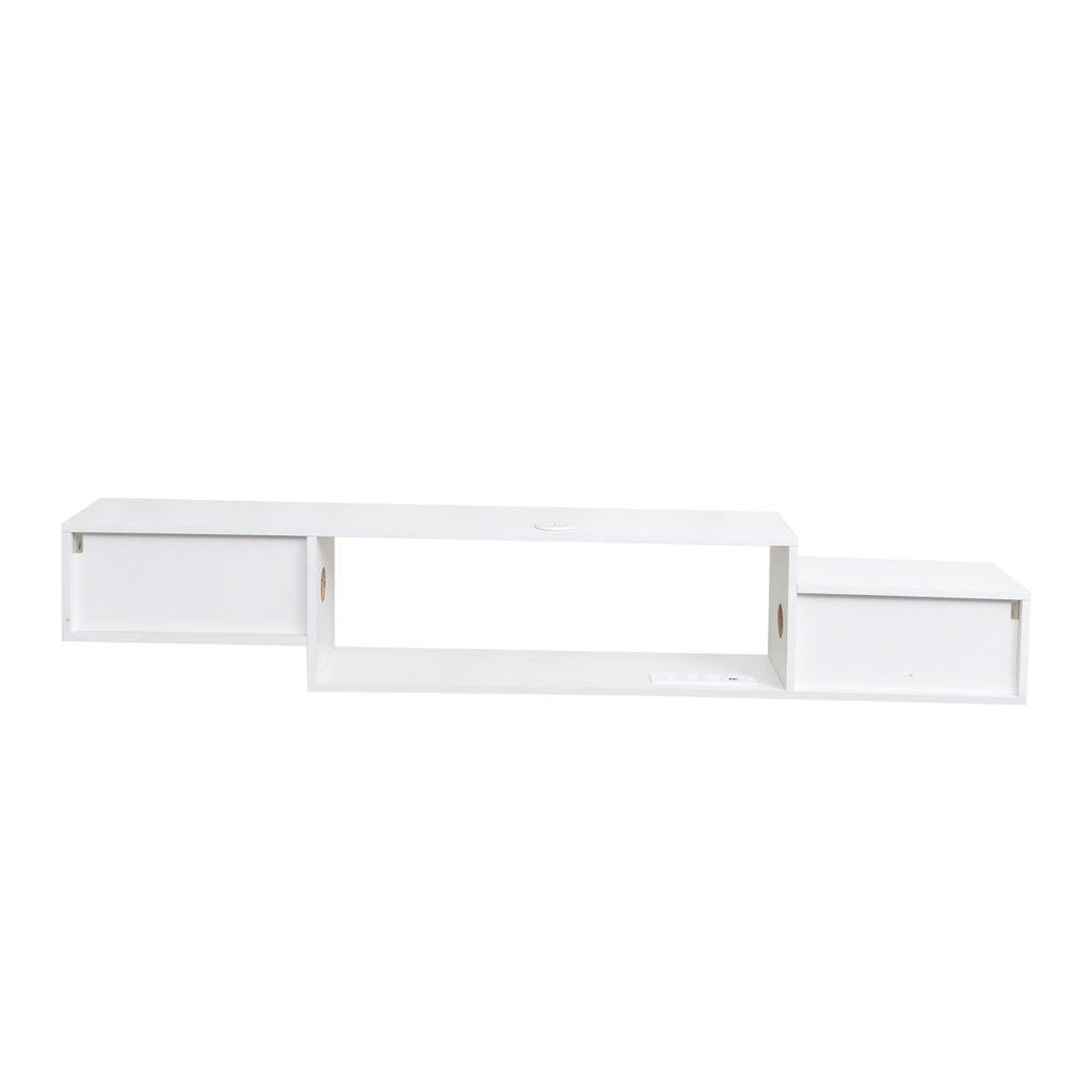 65.35in Wall Mounted Floating  TV Stand with 20 Color LEDs and Charging Station