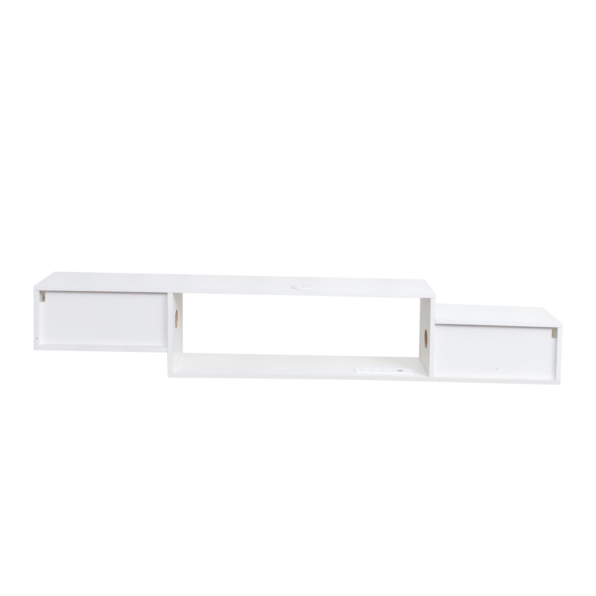 65.35in Wall Mounted Floating  TV Stand with 20 Color LEDs and Charging Station