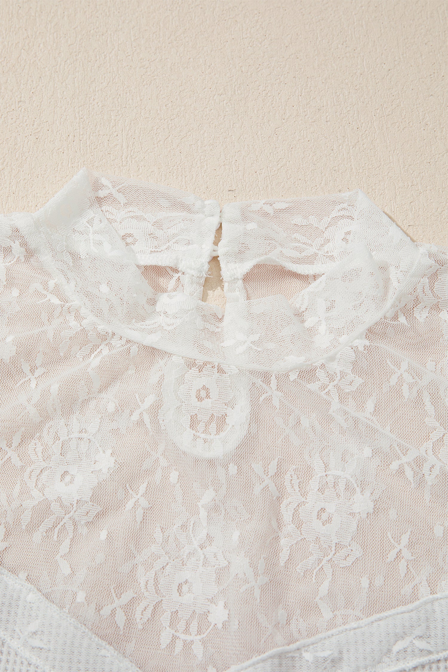Lace Mesh Patchwork Ribbed Long Sleeve Top