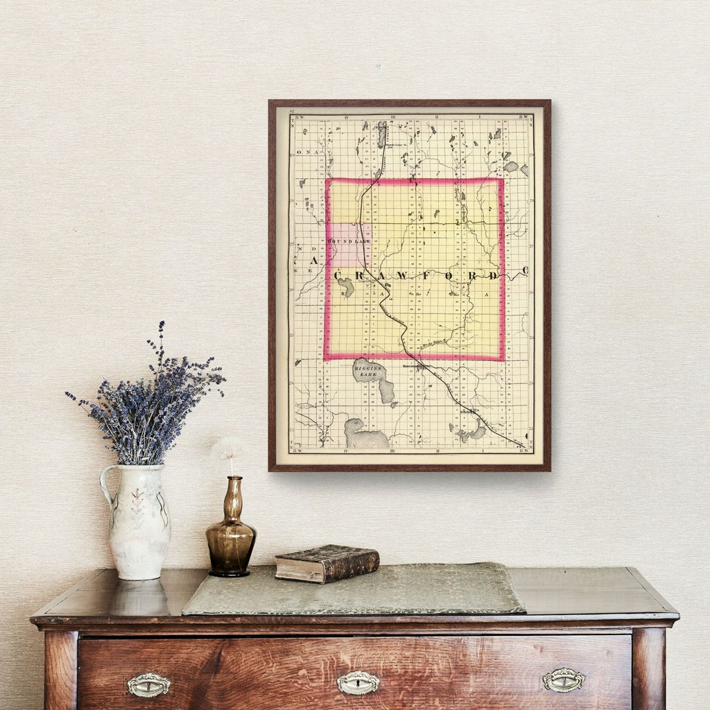 Vintage Map of Crawford County, Michigan 1873