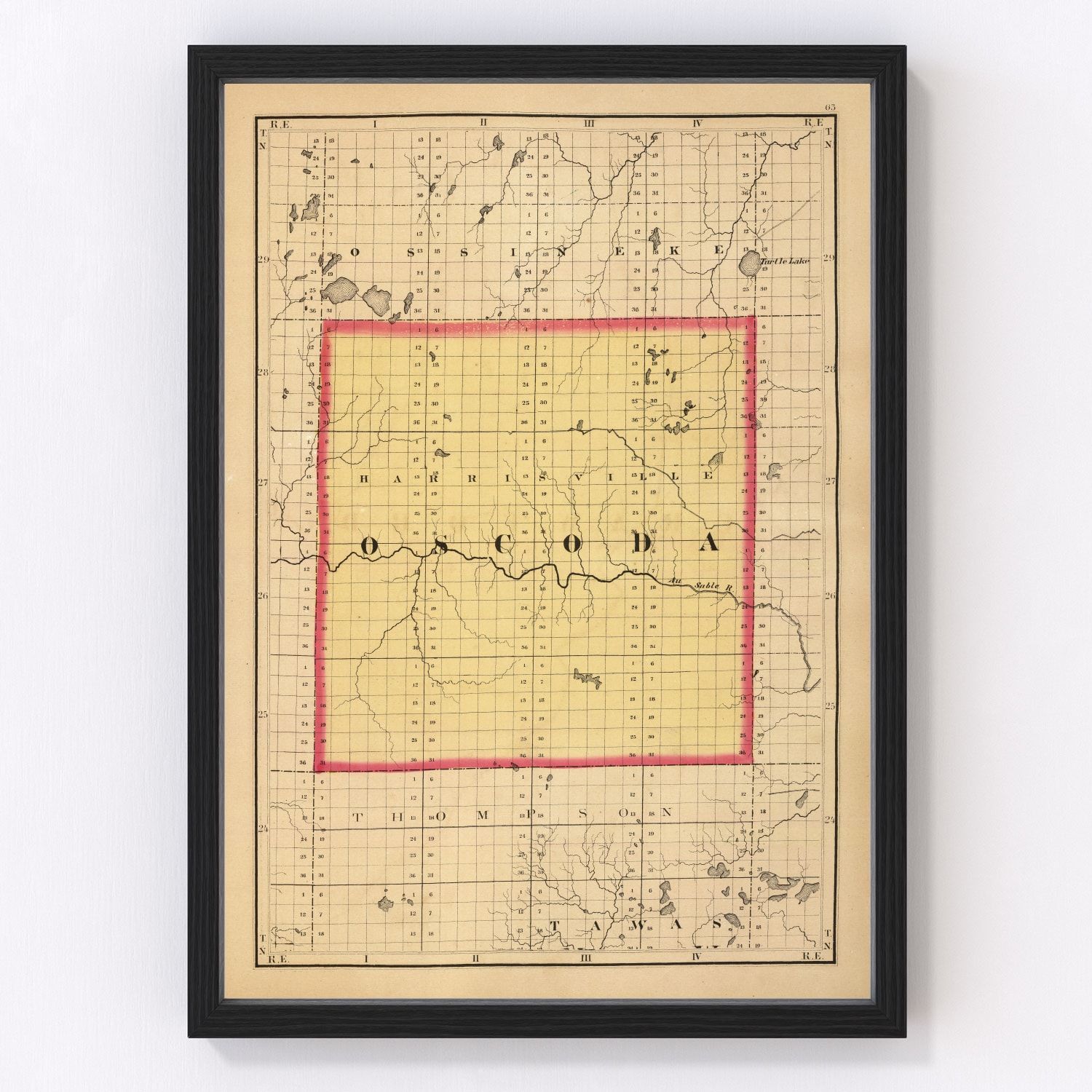 Vintage Map of Oscoda County, Michigan 1873