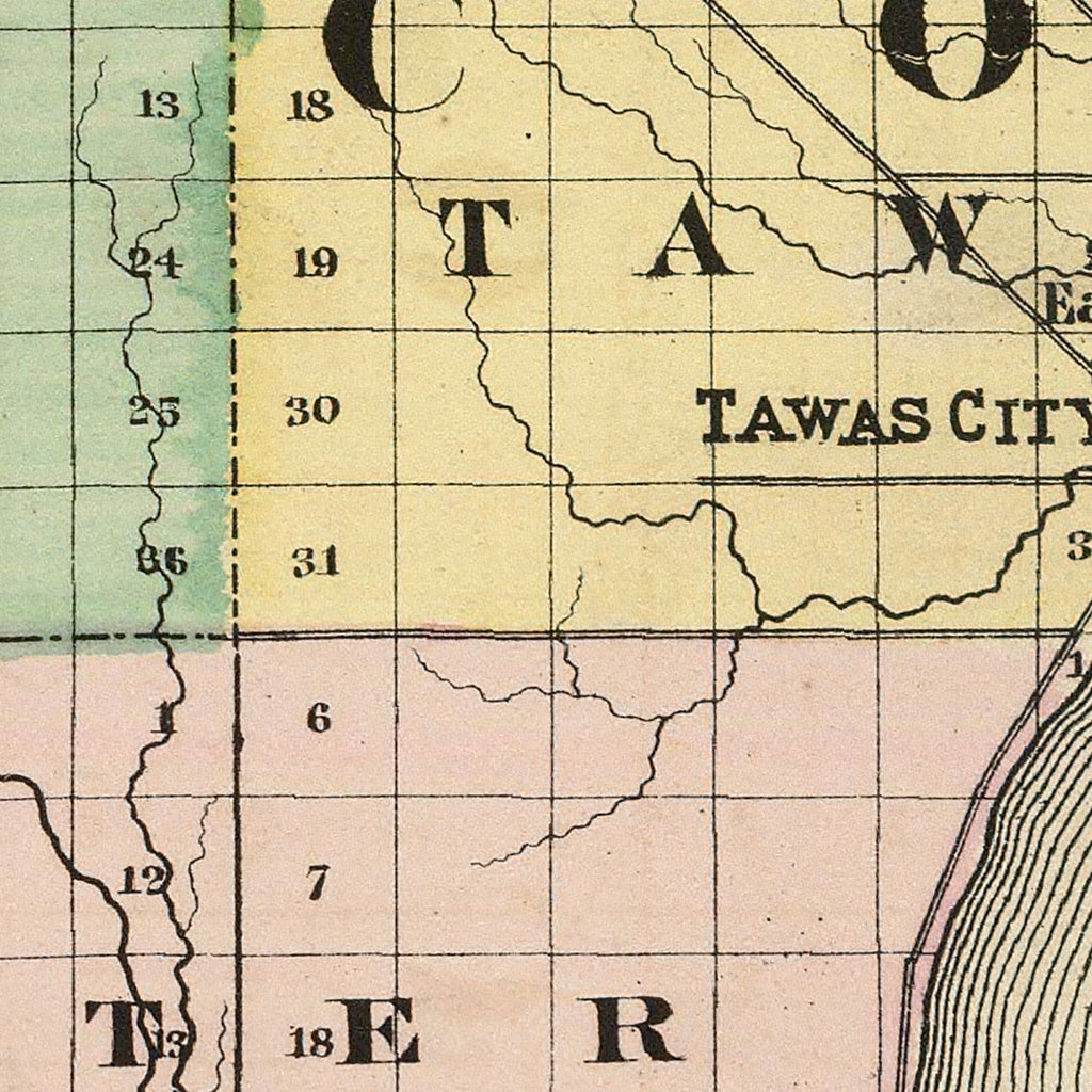 Vintage Map of Iosco County, Michigan 1873
