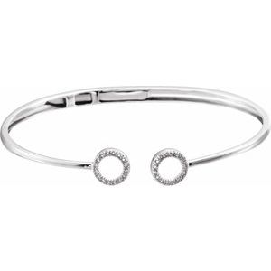 14K Yellow Gold 1/6 CTW Natural Diamond Circle Hinged Cuff 7" Bracelet – image 5
