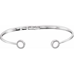 14K White Gold 1/6 CTW Natural Diamond Circle Hinged Cuff 7" Bracelet – image 2