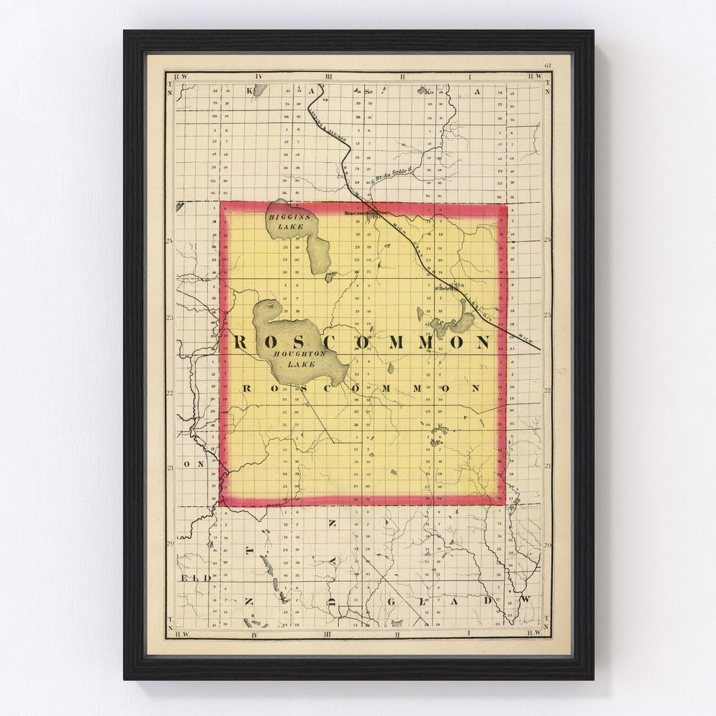 Vintage Map of Roscommon County, Michigan 1873
