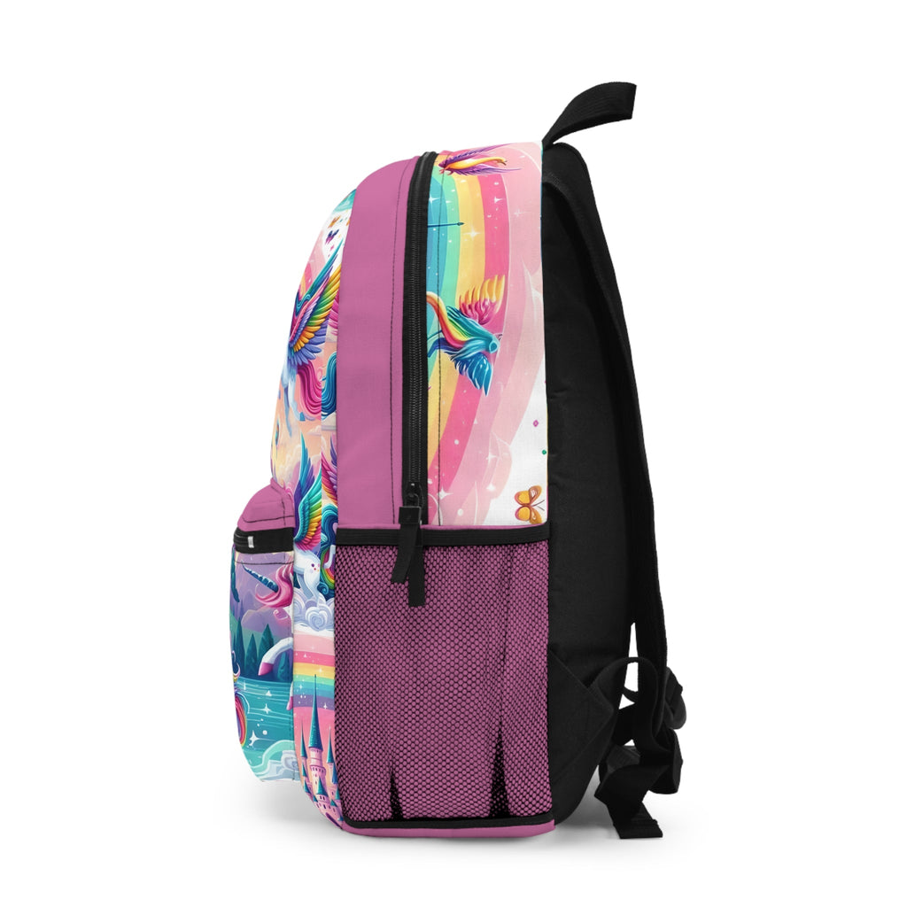 Unicorn Fantasy Castle Customizable Backpack, Preschool Bag, Magical Rainbow Backpack