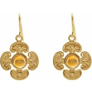 14K Yellow Gold Natural Citrine Maltese Cross Earrings – image 2