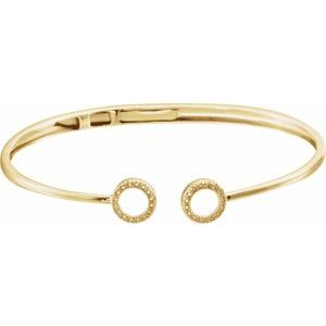 14K Yellow Gold 1/6 CTW Natural Diamond Circle Hinged Cuff 7" Bracelet