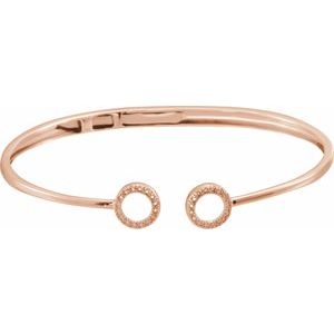 14K Rose Gold 1/6 CTW Natural Diamond Circle Hinged Cuff 7" Bracelet