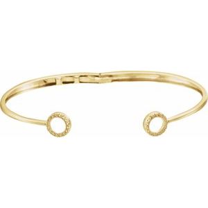 14K Yellow Gold 1/6 CTW Natural Diamond Circle Hinged Cuff 7" Bracelet – image 2