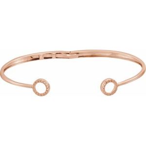14K Rose Gold 1/6 CTW Natural Diamond Circle Hinged Cuff 7" Bracelet – image 2
