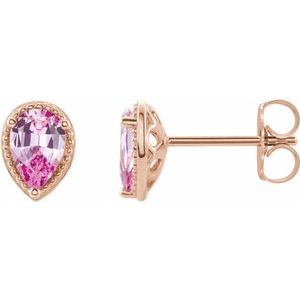 14K Rose Gold Natural Pink Sapphire Earrings