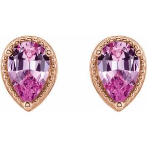 14K Rose Gold Natural Pink Sapphire Earrings – image 2