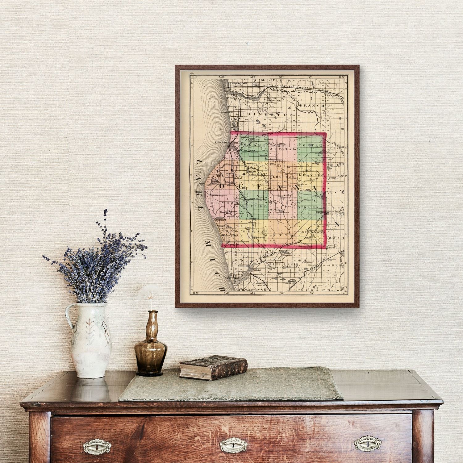 Vintage Map of Oceana County, Michigan 1873