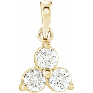 14K Yellow Gold 5/8 CTW Natural Diamond Three-Stone Pendant
