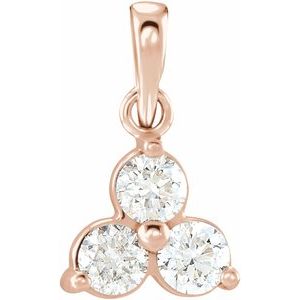14K Rose Gold 5/8 CTW Natural Diamond Three-Stone Pendant