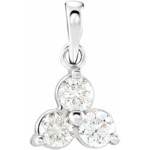 14K White Gold 5/8 CTW Natural Diamond Three-Stone Pendant