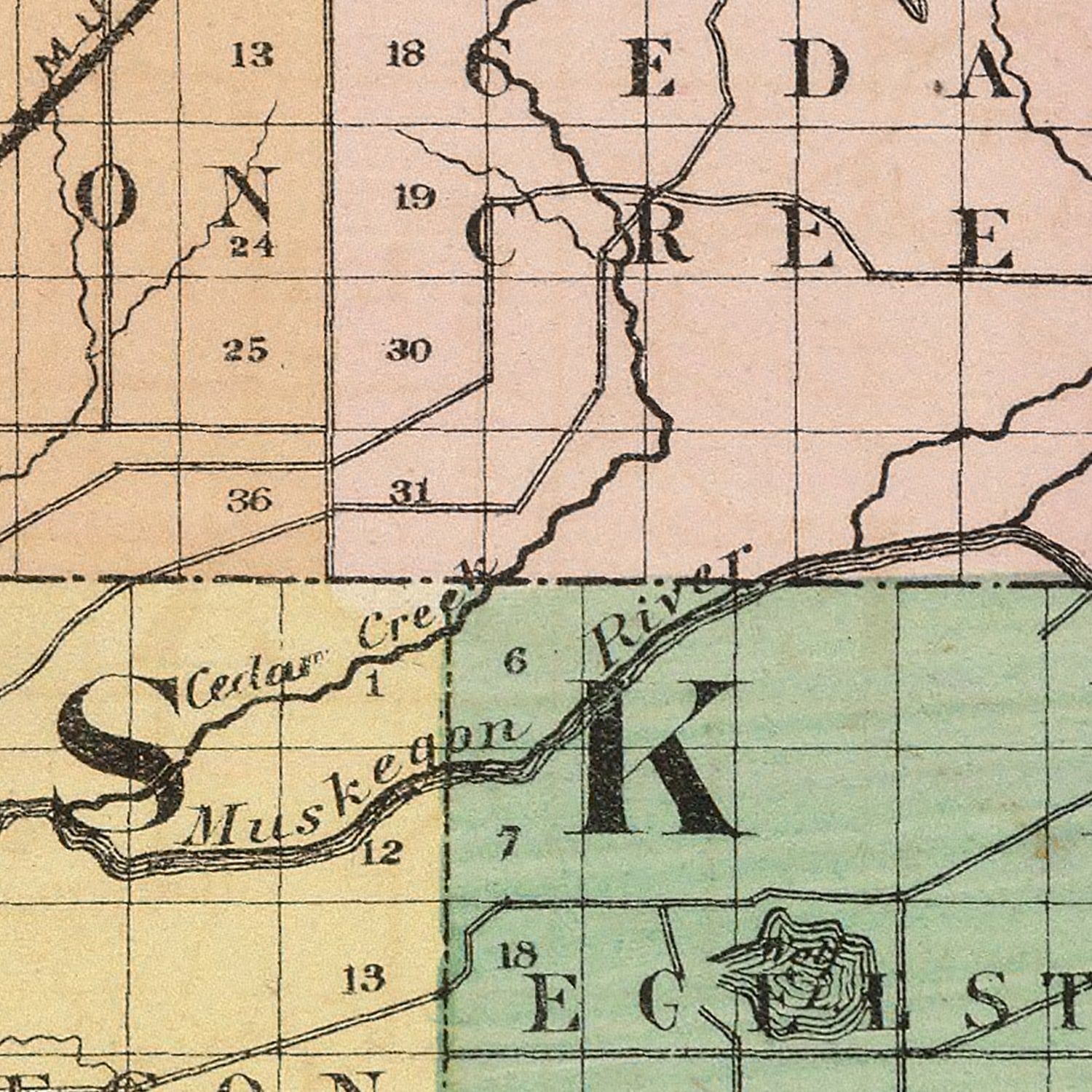 Vintage Map of Muskegon County, Michigan 1873