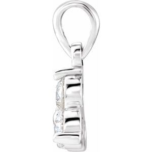14K White Gold 5/8 CTW Natural Diamond Three-Stone Pendant