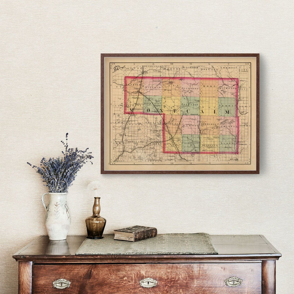 Vintage Map of Montcalm County, Michigan 1873