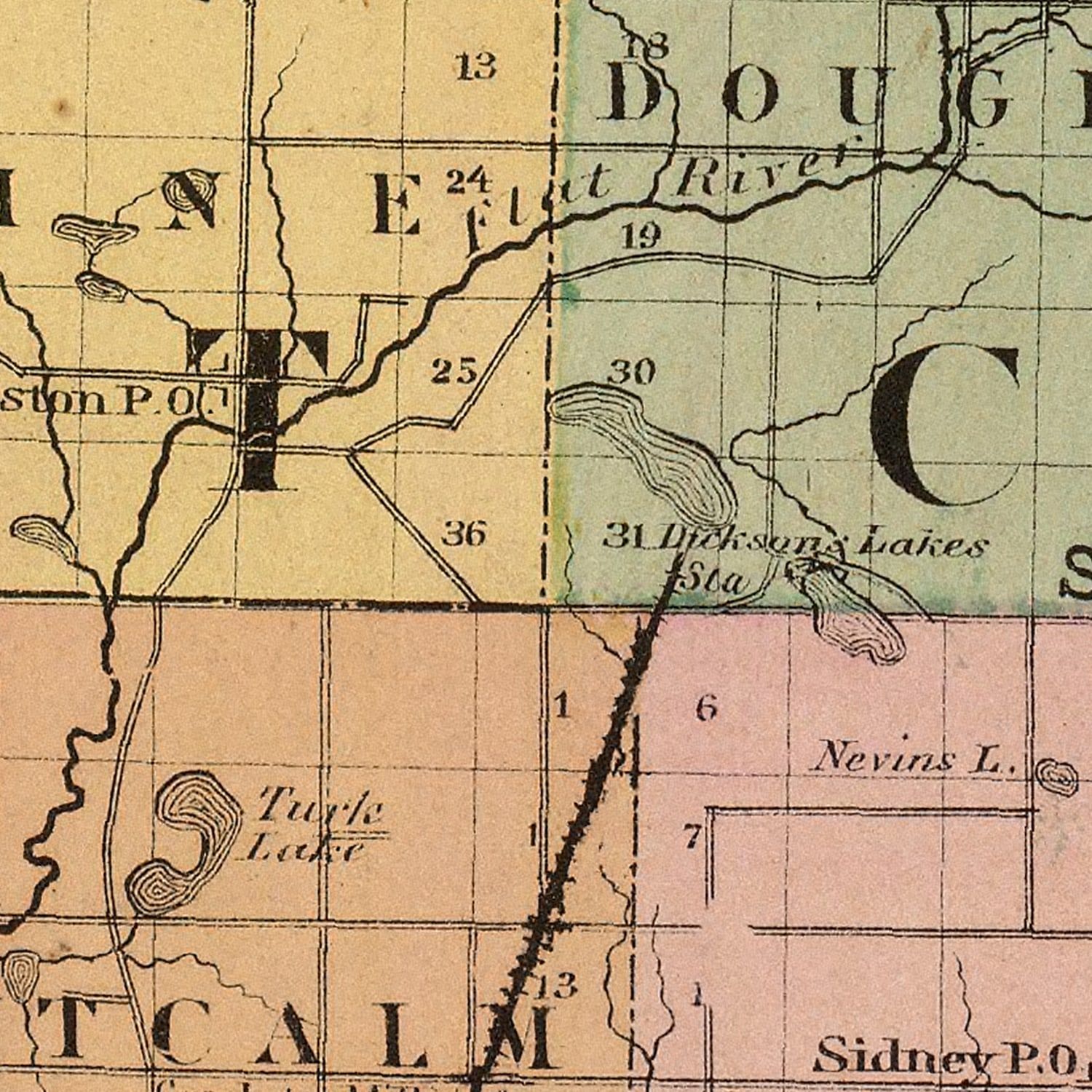 Vintage Map of Montcalm County, Michigan 1873