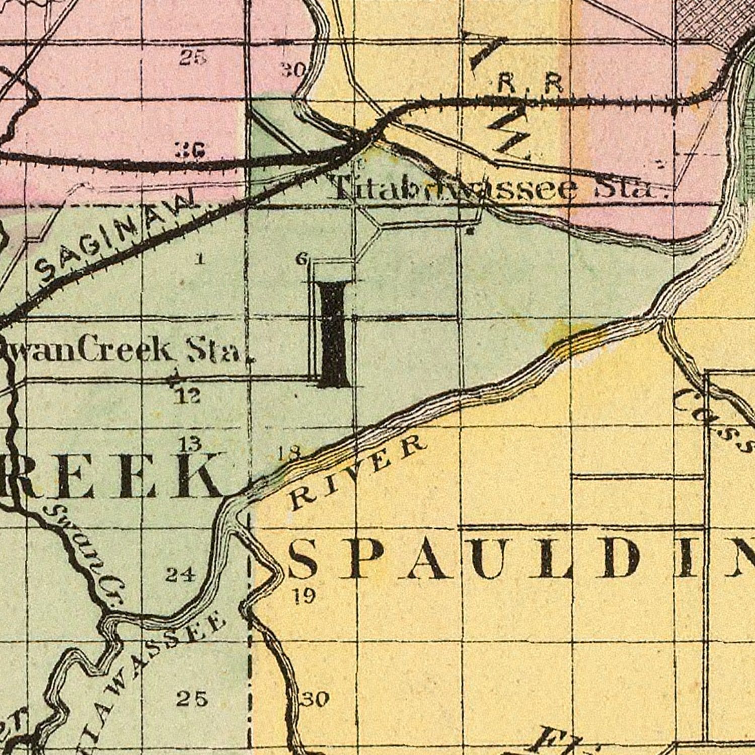 Vintage Map of Saginaw County, Michigan 1873