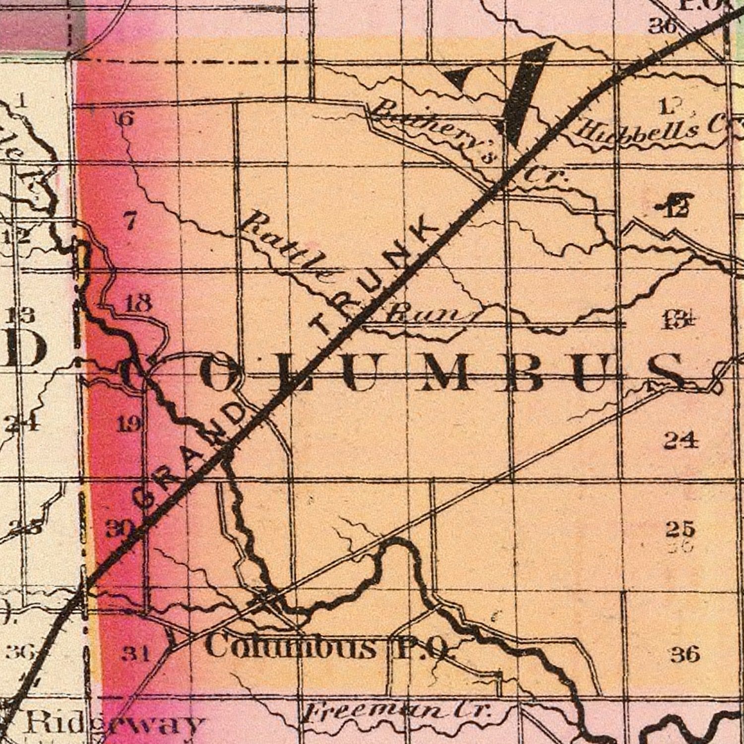 Vintage Map of St. Clair County, Michigan 1873