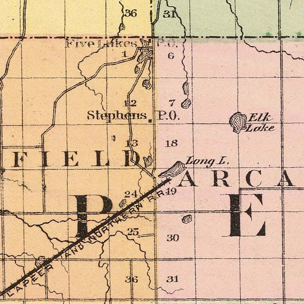 Vintage Map of Lapeer County, Michigan 1873
