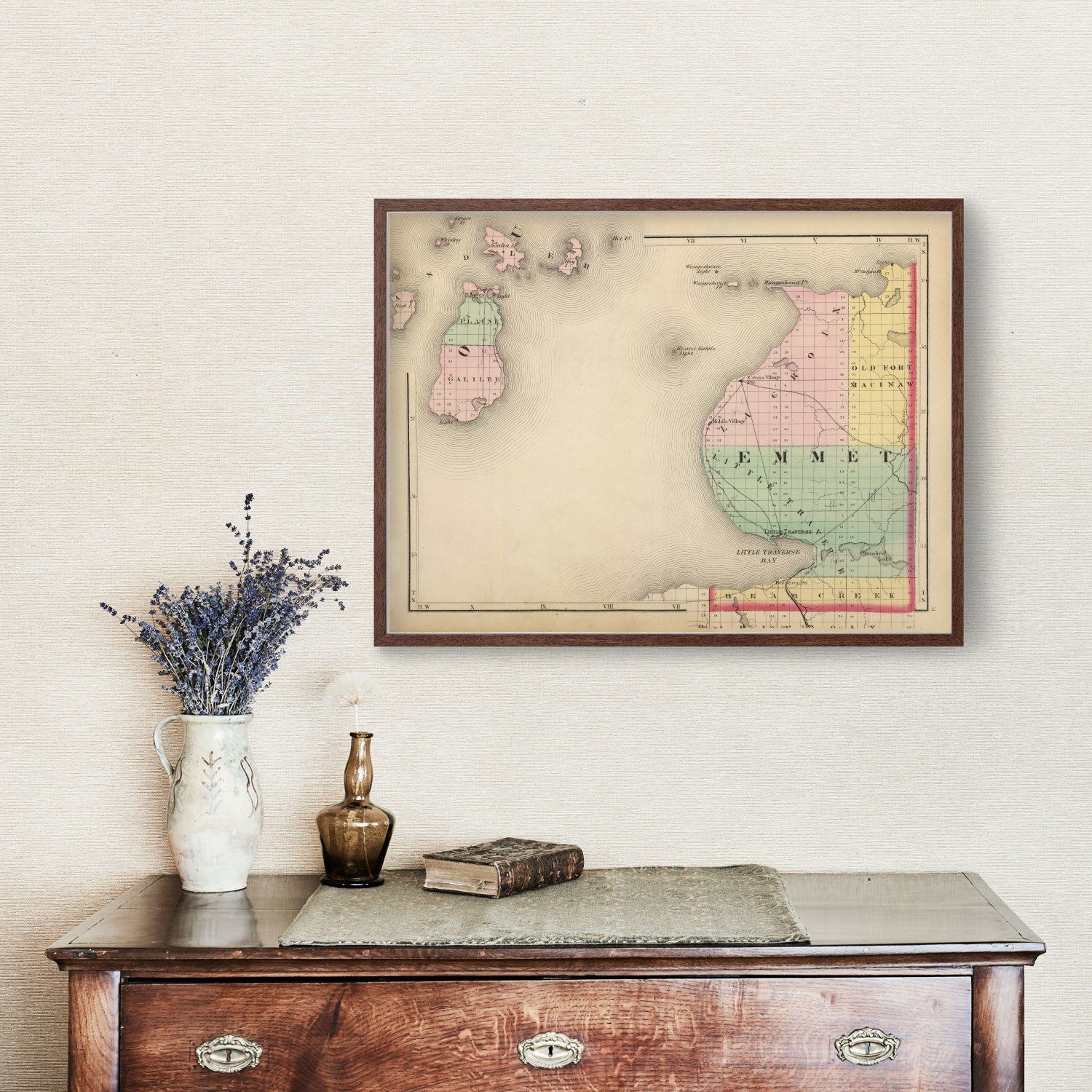 Vintage Map of Emmet County, Michigan 1873