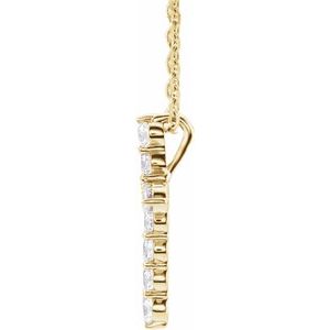 14K Yellow 1/4 CTW Lab-Grown Diamond Cross 16-18" Necklace