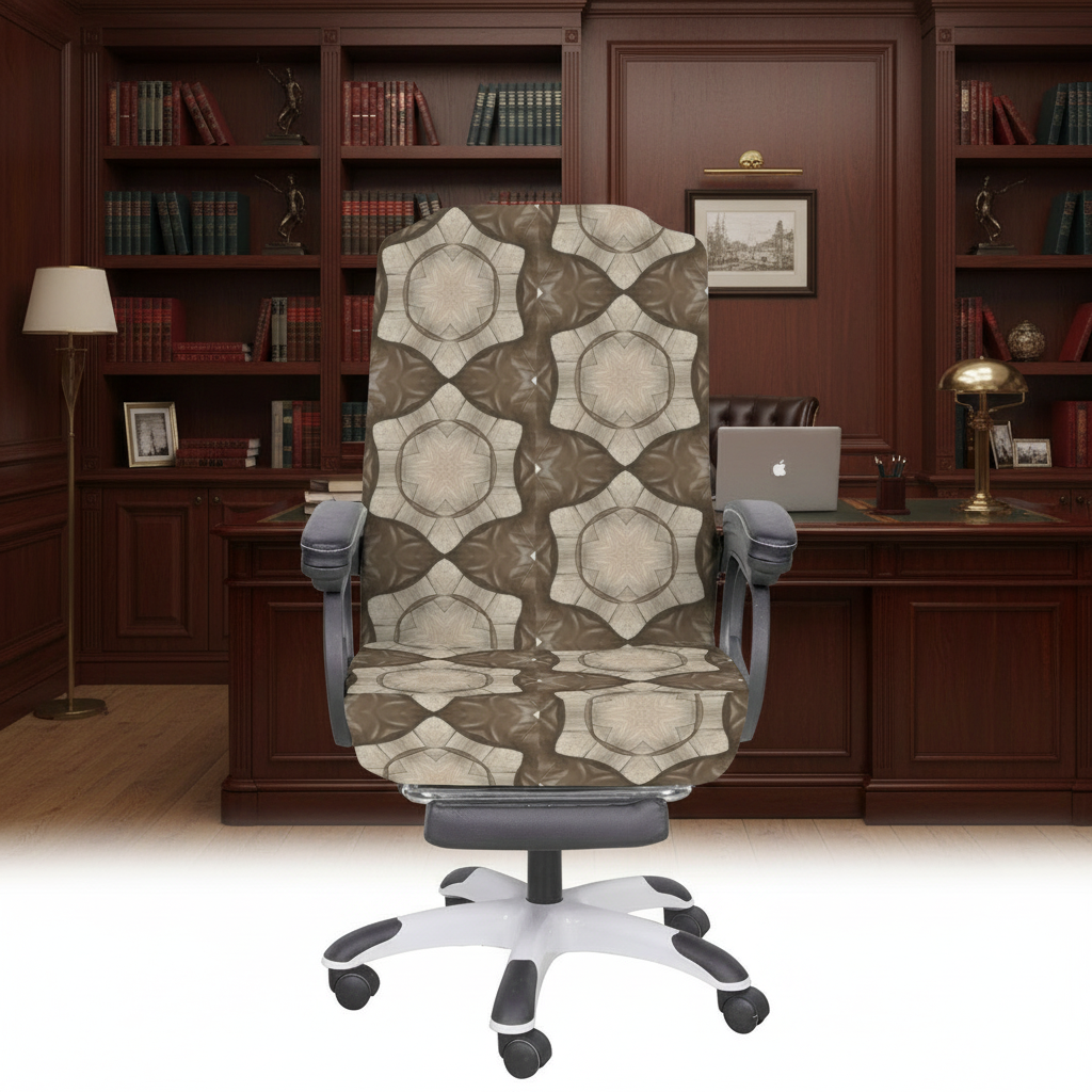 Brown Star Pattern Office Chair Cover (Made in the USA)