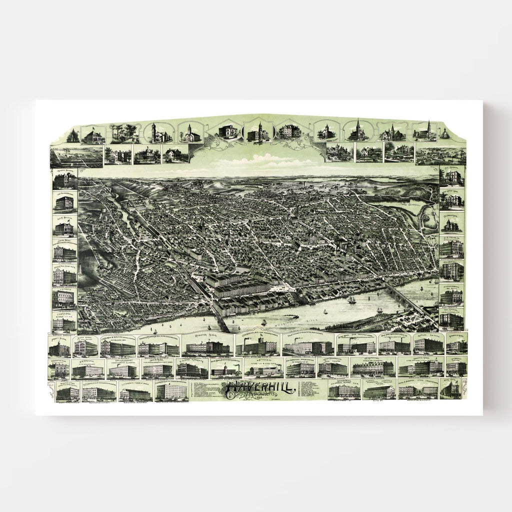 Vintage Map of Haverhill, Massachusetts 1893