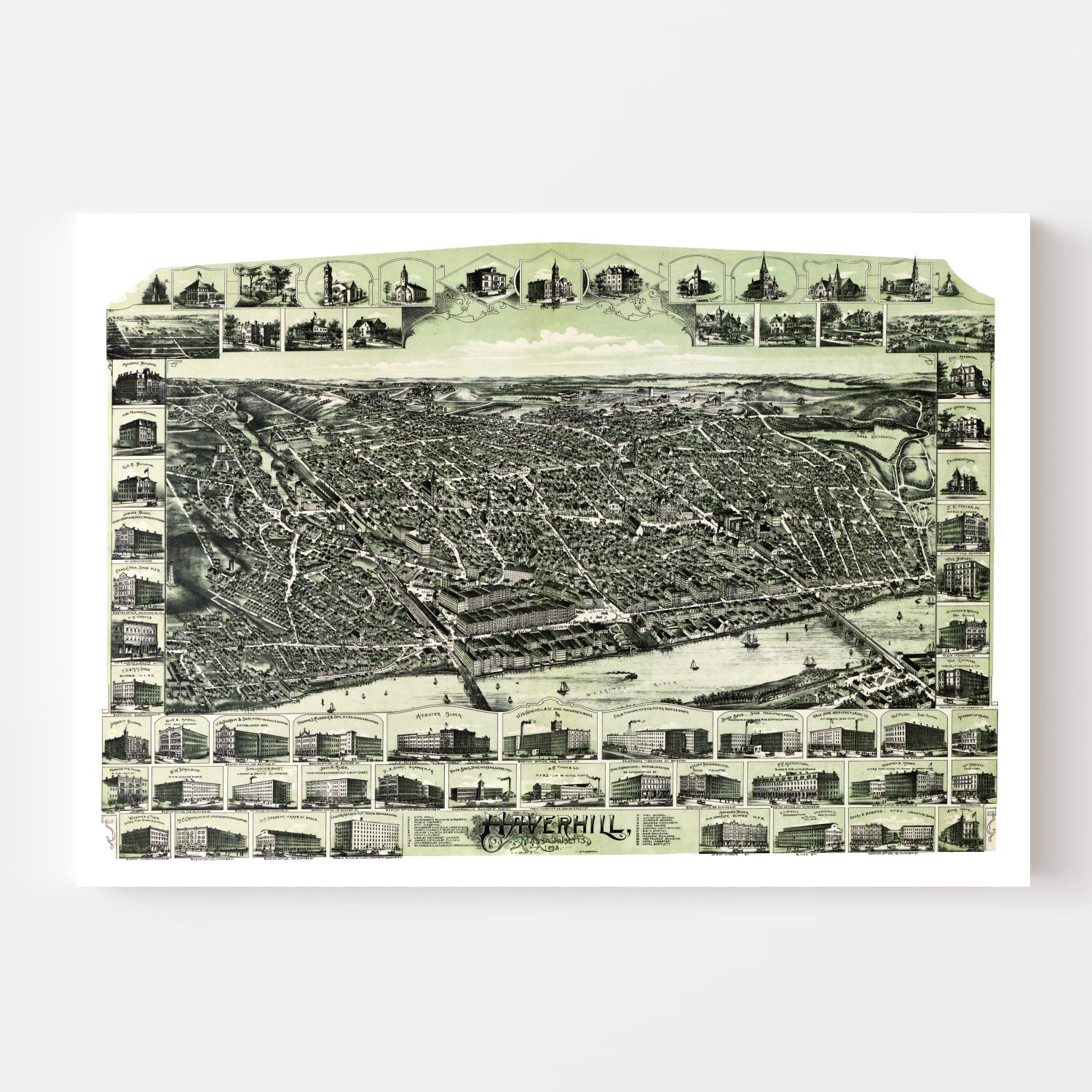 Vintage Map of Haverhill, Massachusetts 1893