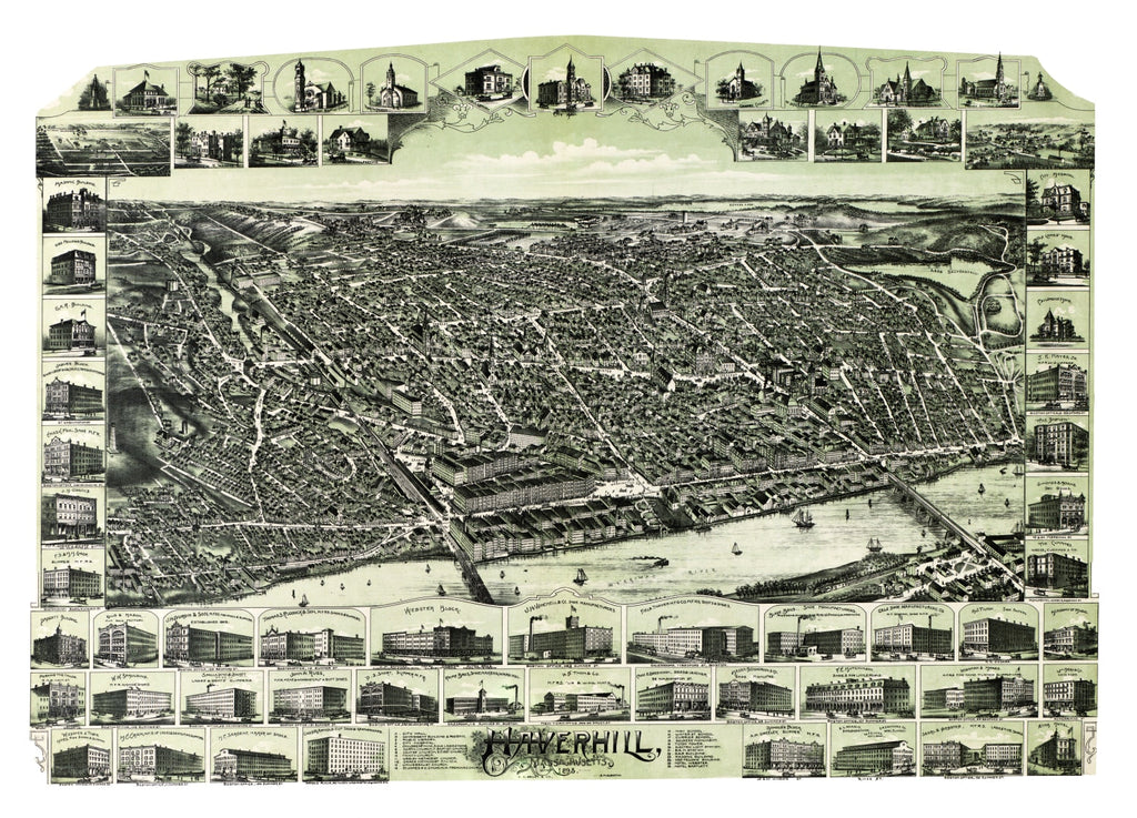 Vintage Map of Haverhill, Massachusetts 1893