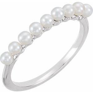 14K White Gold Freshwater Cultured Pearl Stackable Ring