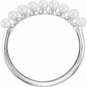 Platinum Freshwater Cultured Pearl Stackable Ring