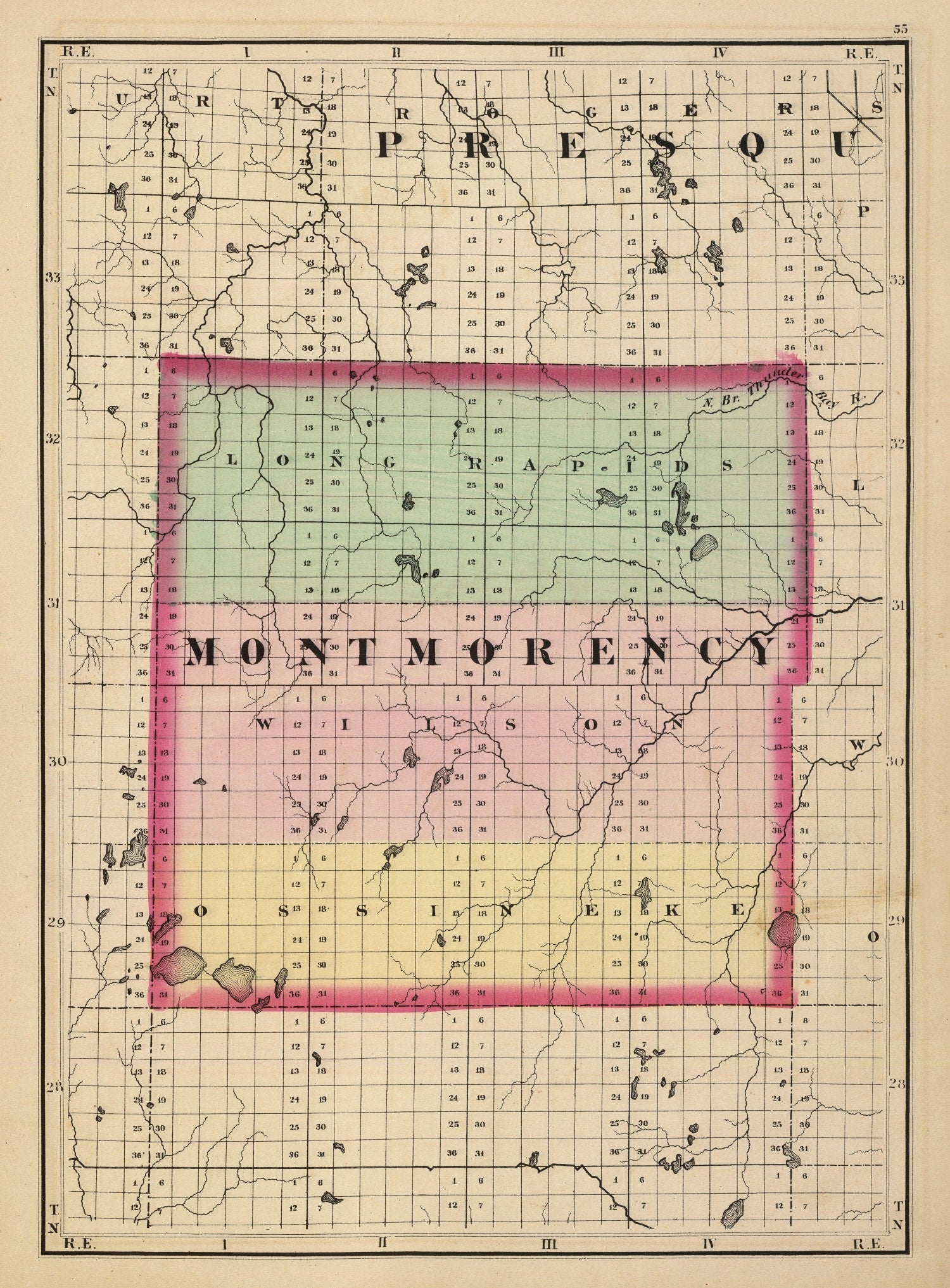 Vintage Map of Montmorency County, Michigan 1873