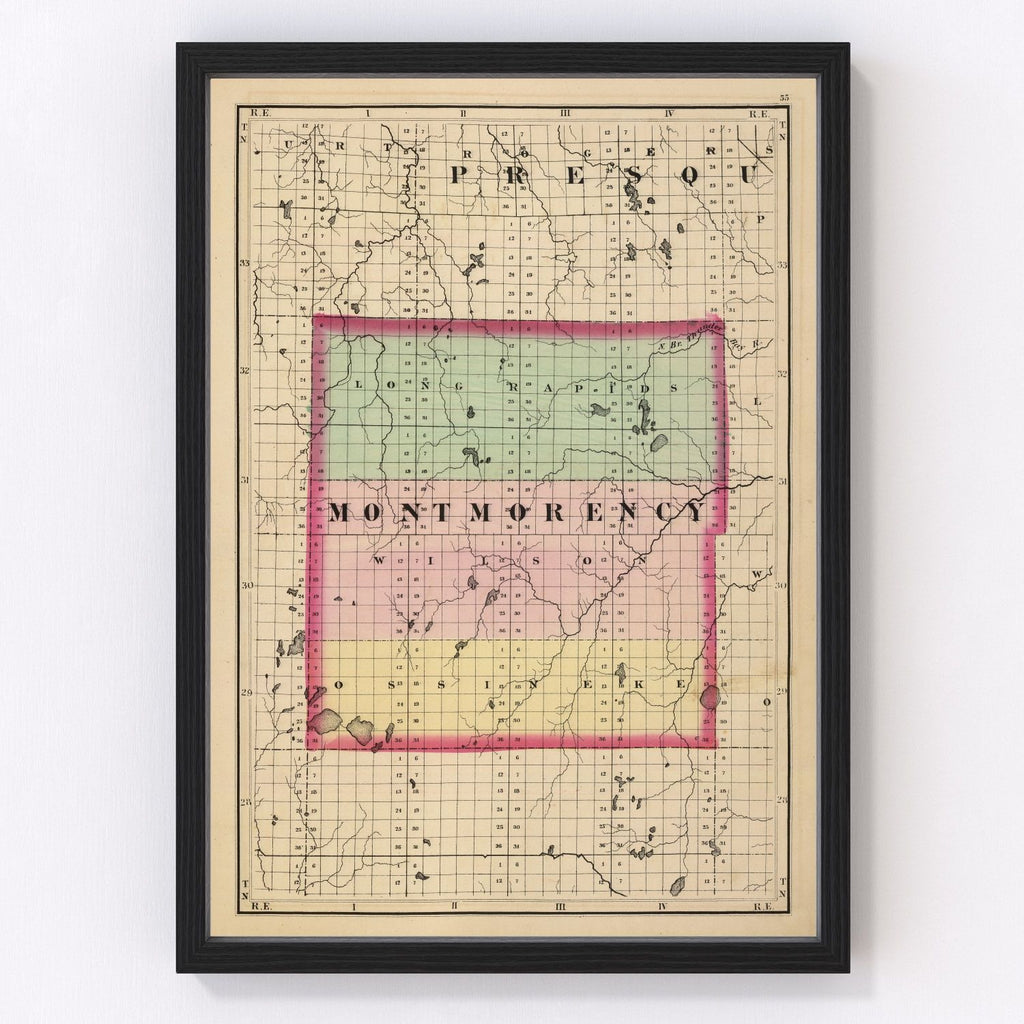 Vintage Map of Montmorency County, Michigan 1873