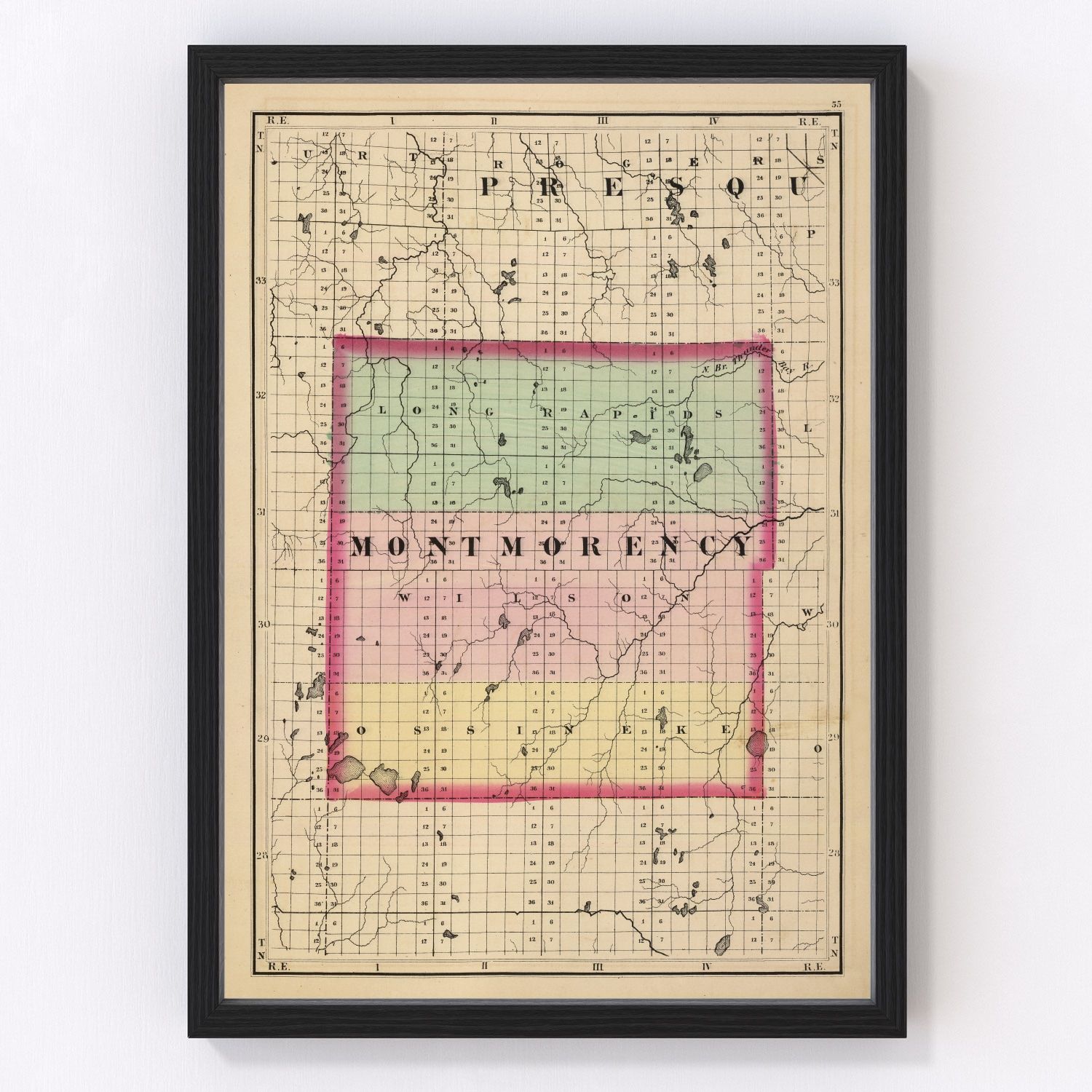 Vintage Map of Montmorency County, Michigan 1873