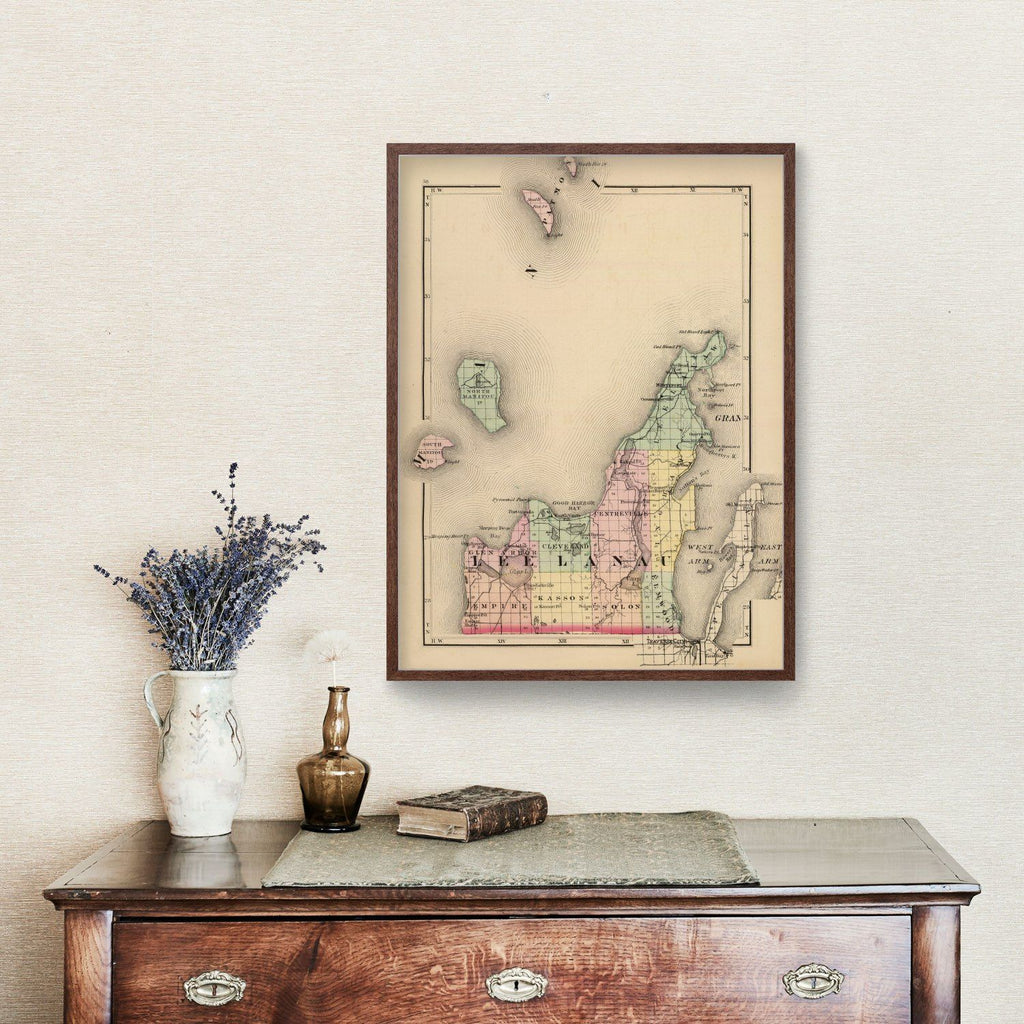 Vintage Map of Lee Lanau County, Michigan 1873