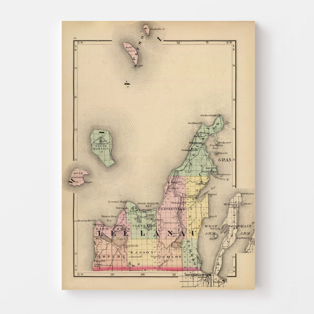 Vintage Map of Lee Lanau County, Michigan 1873