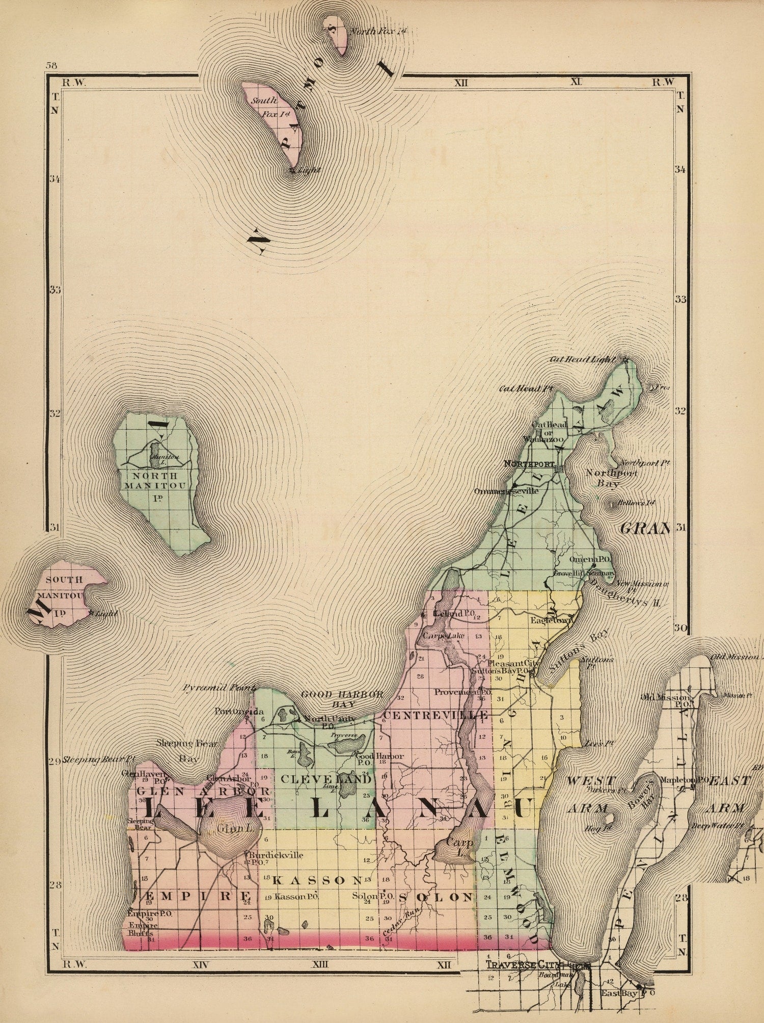 Vintage Map of Lee Lanau County, Michigan 1873