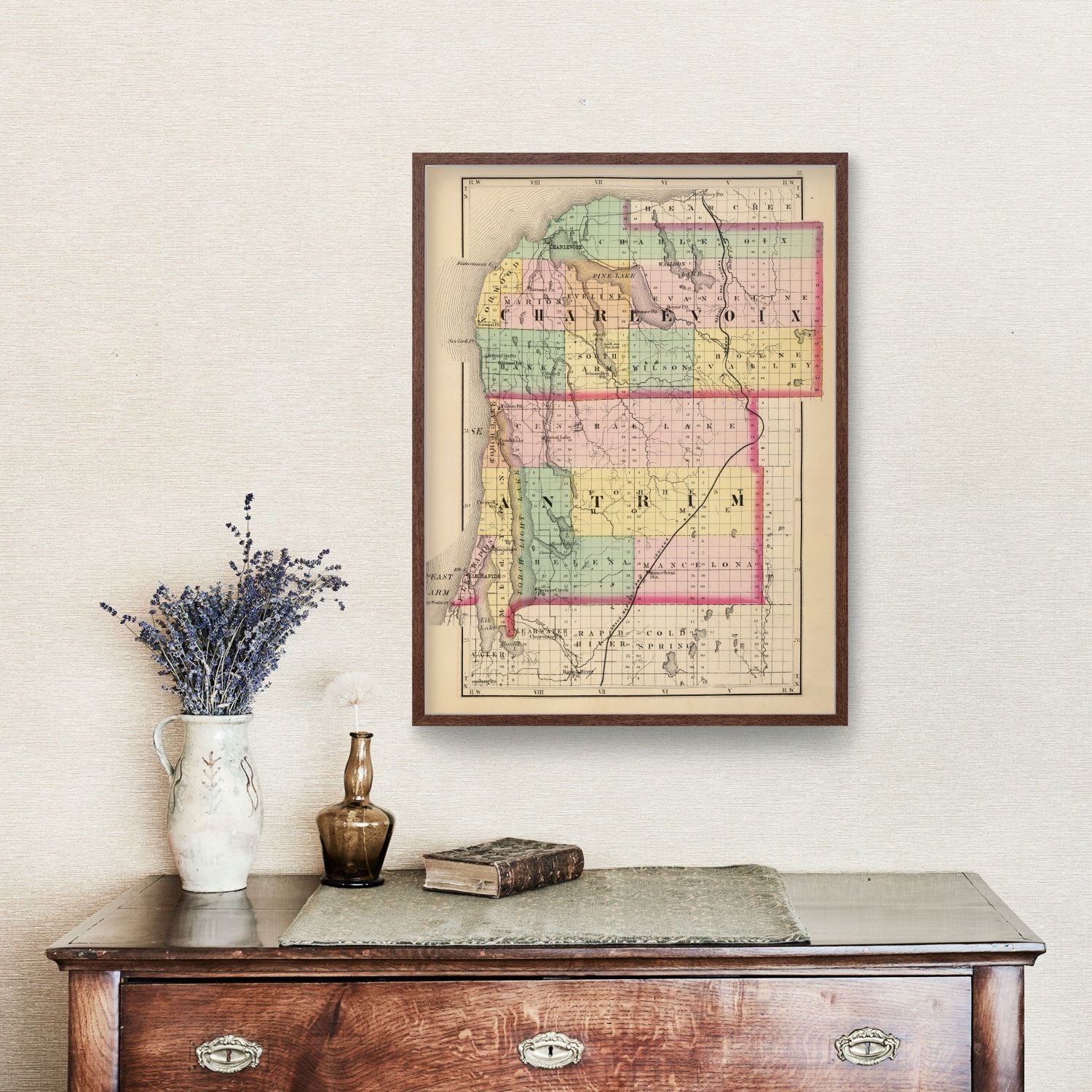 Vintage Map of Charlevoix County, Michigan 1873